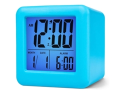 2026-reloj Despertador De Viaje Con Snooze, Luz Nocturna Suave, Cubierta De Silicona, Pantalla Grande, Baterías Azul