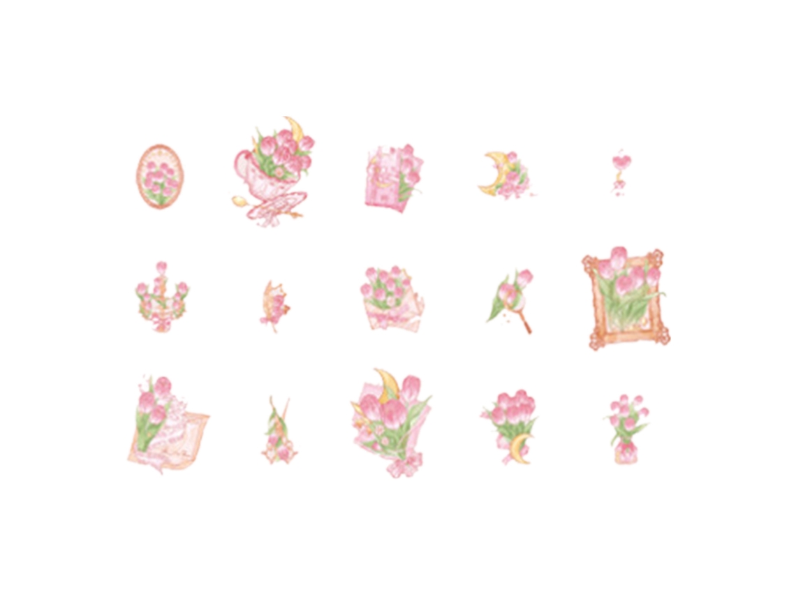 40 pegatinas decorativas temáticas para manualidades: pegatinas de flores románticas, ramas rosas, scrapbooking de moda.
