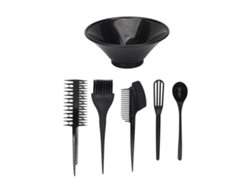 Kit Profesional De Tinte Para El Cabello De 6 Piezas Con Brochas De Nailon Y Recipiente Negro.