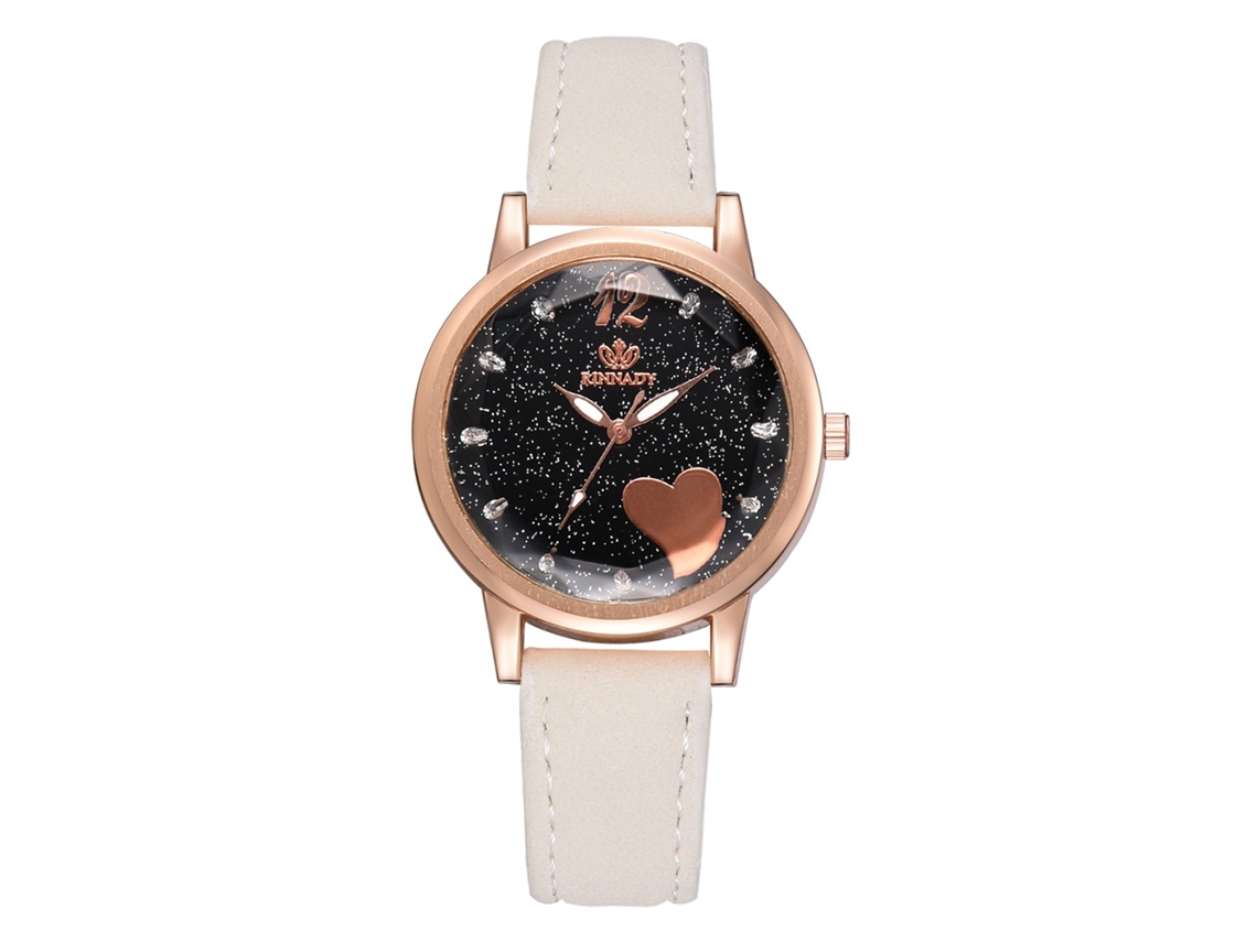 Reloj De Pulsera De Moda Para Mujer Con Correa De Piel Sintética Y Esfera Con Diseño De Cielo Estrellado Y Diamantes De Imitación Blancos.