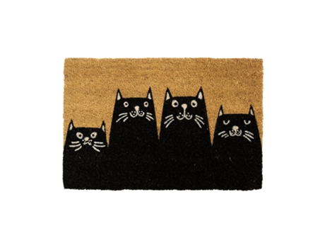 Felpudo original “gatos” de coco con base antideslizante de PVC Felpudo entrada casa Pintado a mano Medidas:70 x 40 Color:natural y otros FISURA