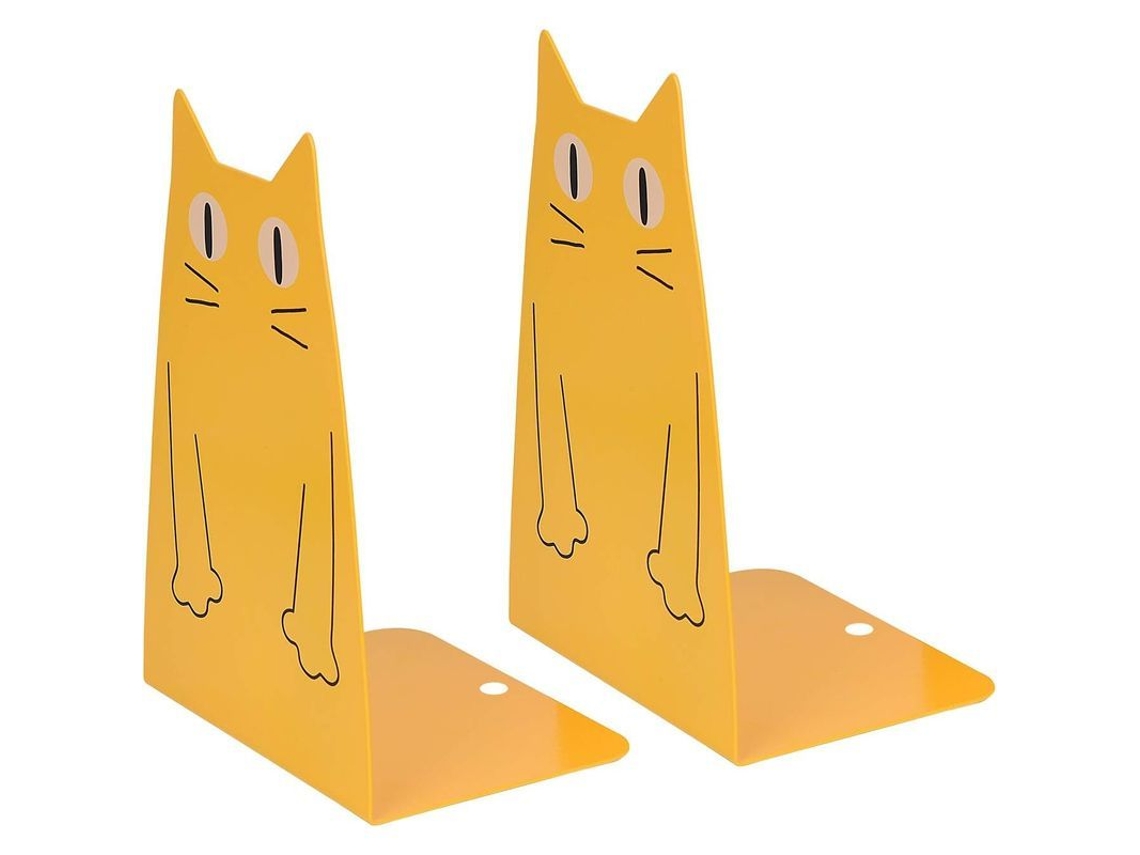 Sujetalibros Metálicos, Par De Adorables Gatos De Moda Para Bibliotecas Escolares, Resistentes Y Antideslizantes.