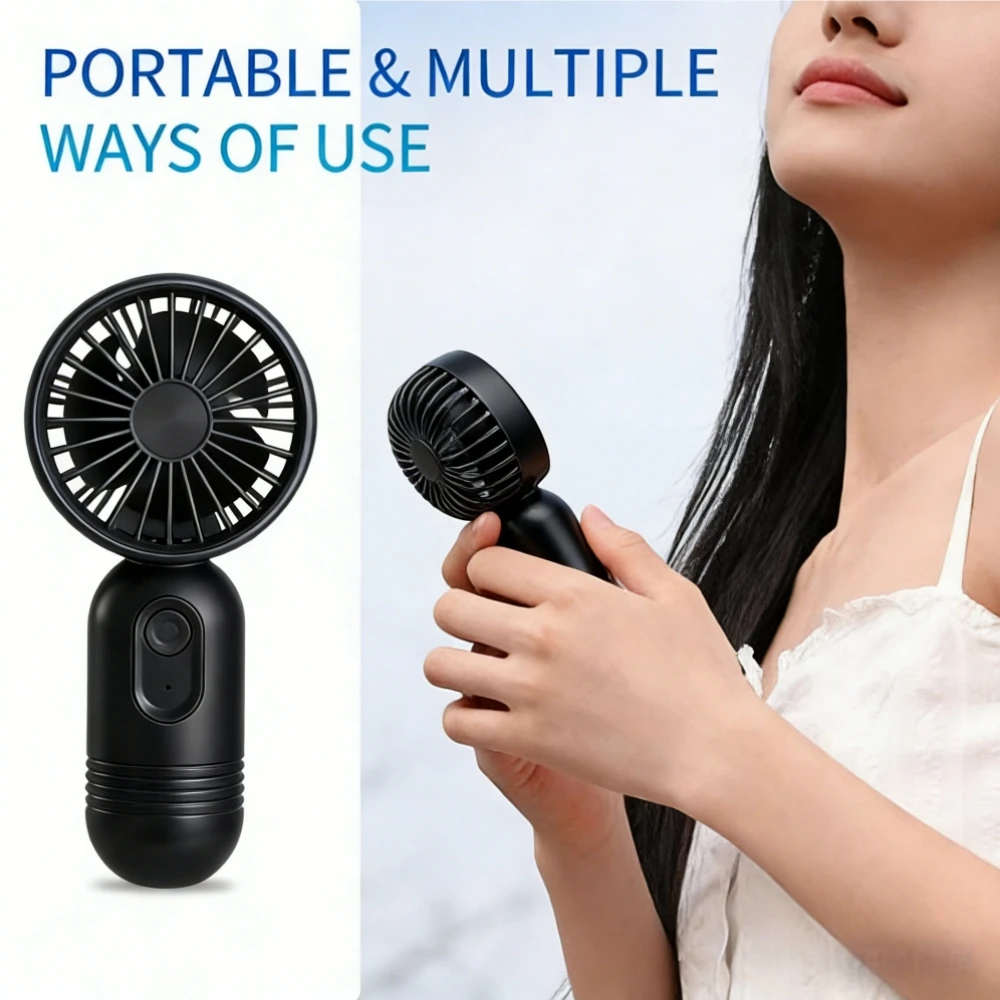 Ventilador Portátil De Mano (negro) Recargable Por Usb Con 3 Velocidades