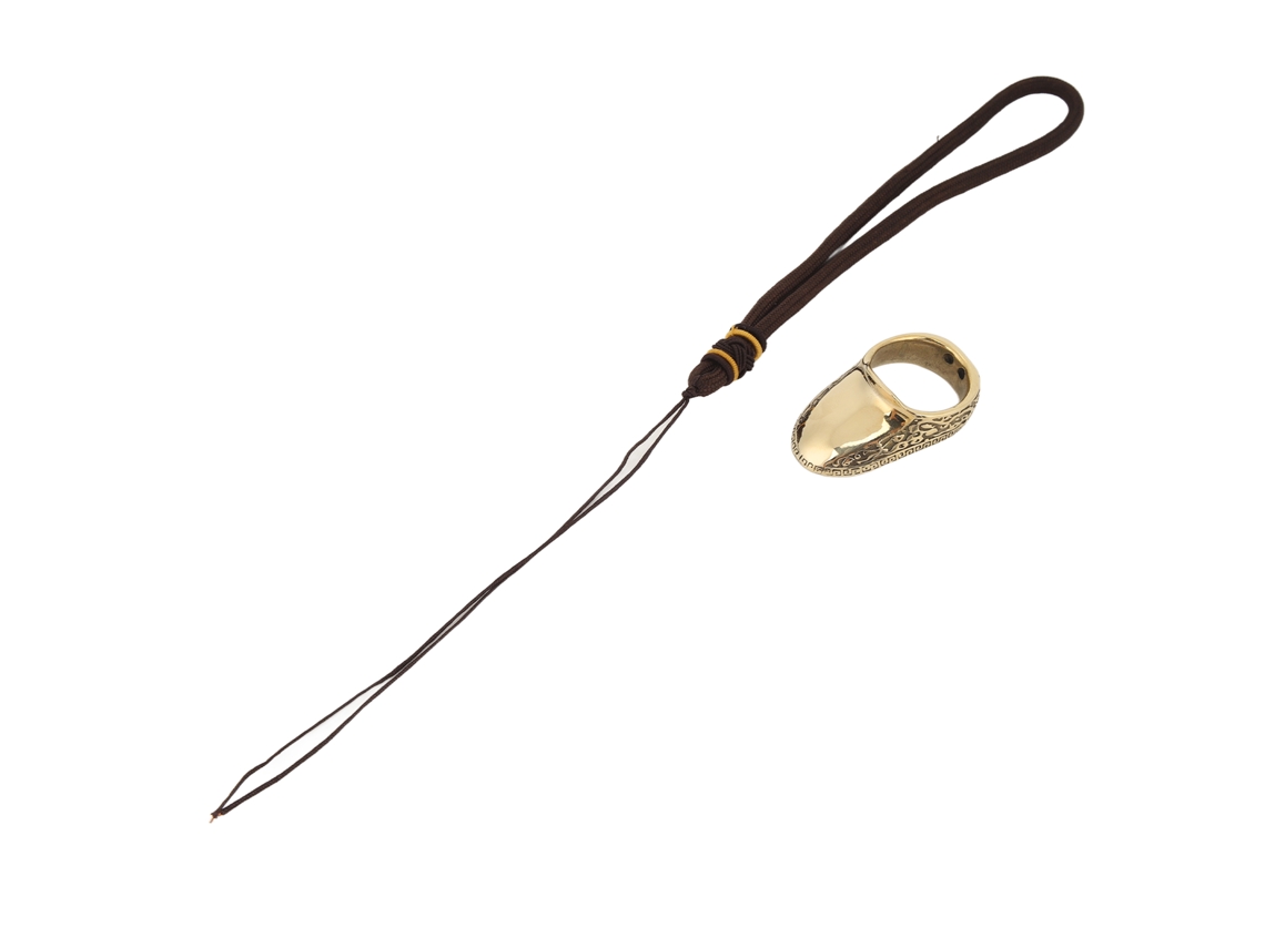 Omni-anillo De Pulgar Para Arquería De Latón Grabado A Mano Protector De Dedo Con Cuerda Anti-perdida Para Caza Al Aire Libre 22mm