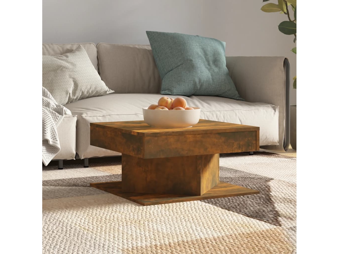 Mesa de Centro de Apoyo 57X57X30 Cm Derivados de Madera Roble Ahumado