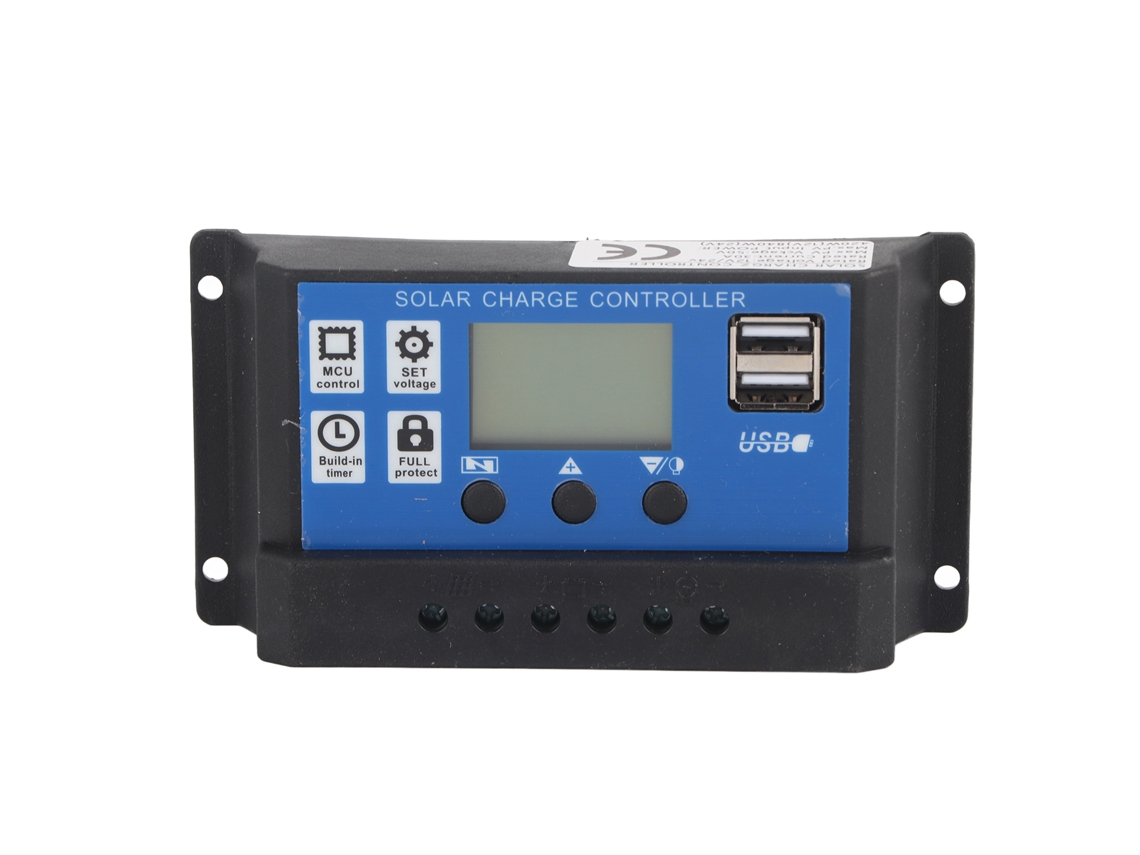 Controlador de carga solar de 30 A con pantalla digital, regulador inteligente para baterías solares.