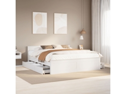 Cama Sin Colchón Con Cabecero Madera De Pino Blanco 180x200 Cm