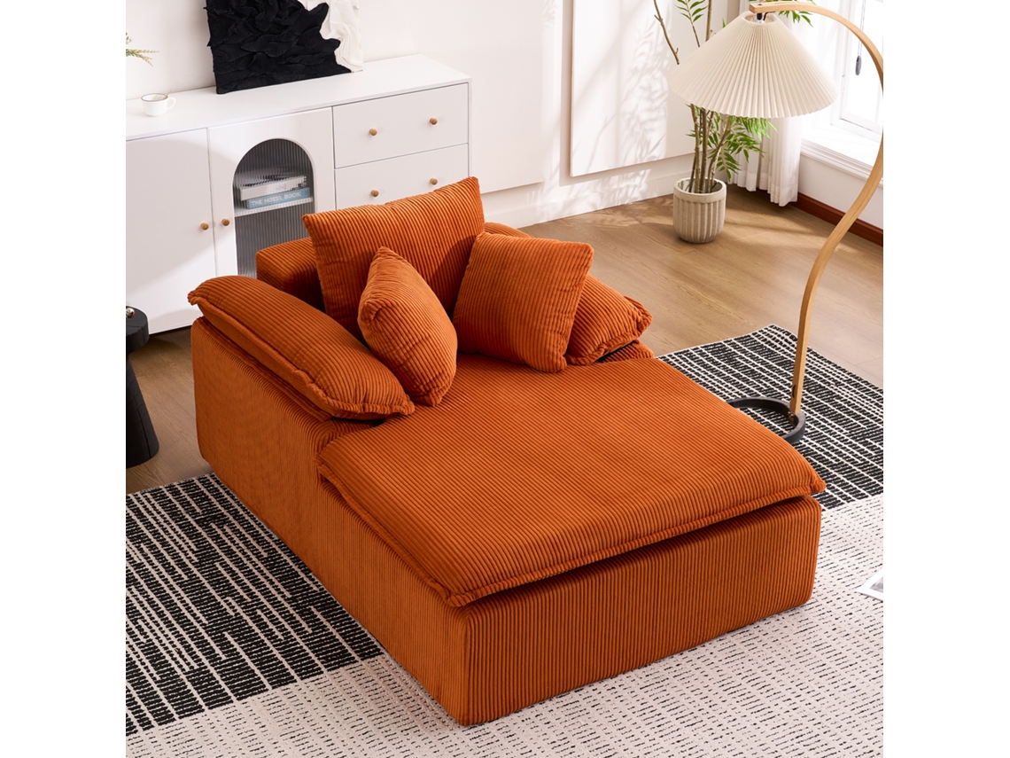 Sofá reclinable de 46 cm - Diseño de interiores, sin marco, brazos anchos, no requiere instalación - Naranja