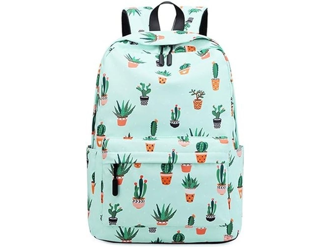 2026-mochila Casual Para Niñas Y Estudiantes Universitarias Con Estampado De Cactus, Mochila Escolar Viaje De Poliéster