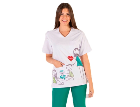 Casaca Médica Unisex Estampado de Niños para Pediatras