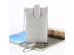 Bolso De Noche Para Mujer Con Brillantes Pedrería, Bolso De Mano Rectangular Plateado Con Cadena, De Diseñador.