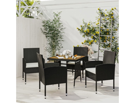 Conjunto 5 de comedor de jardín VIDAXL ratán sintético negro