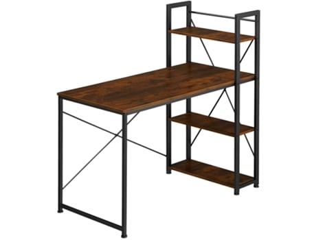 Escritorio De Ordenador Hershey TECTAKE (Madera Industrial Oscura - Aglomerado - 122 X 61 X 120 cm)