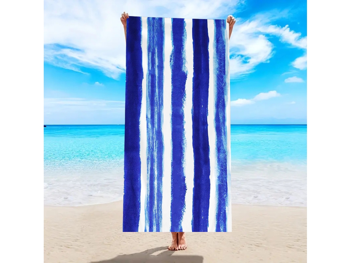 Toalla de playa de microfibra a rayas Yuysan, de alta absorción y secado rápido, 150 x 75 cm, modelo St132, azul oscuro.