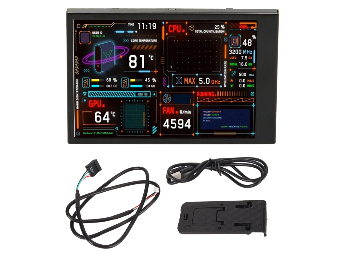 Monitor De Temperatura Do Computador 3.5 Polegadas Ips Usb C Dual Com Layout Personalizável Para Cpu Ram Pc