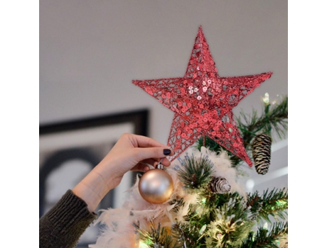 Adorno de estrella para árbol de Navidad, adorno de árbol de Navidad de 10 pulgadas, decoración de estrella de Navidad, estrella de copa de árbol b...