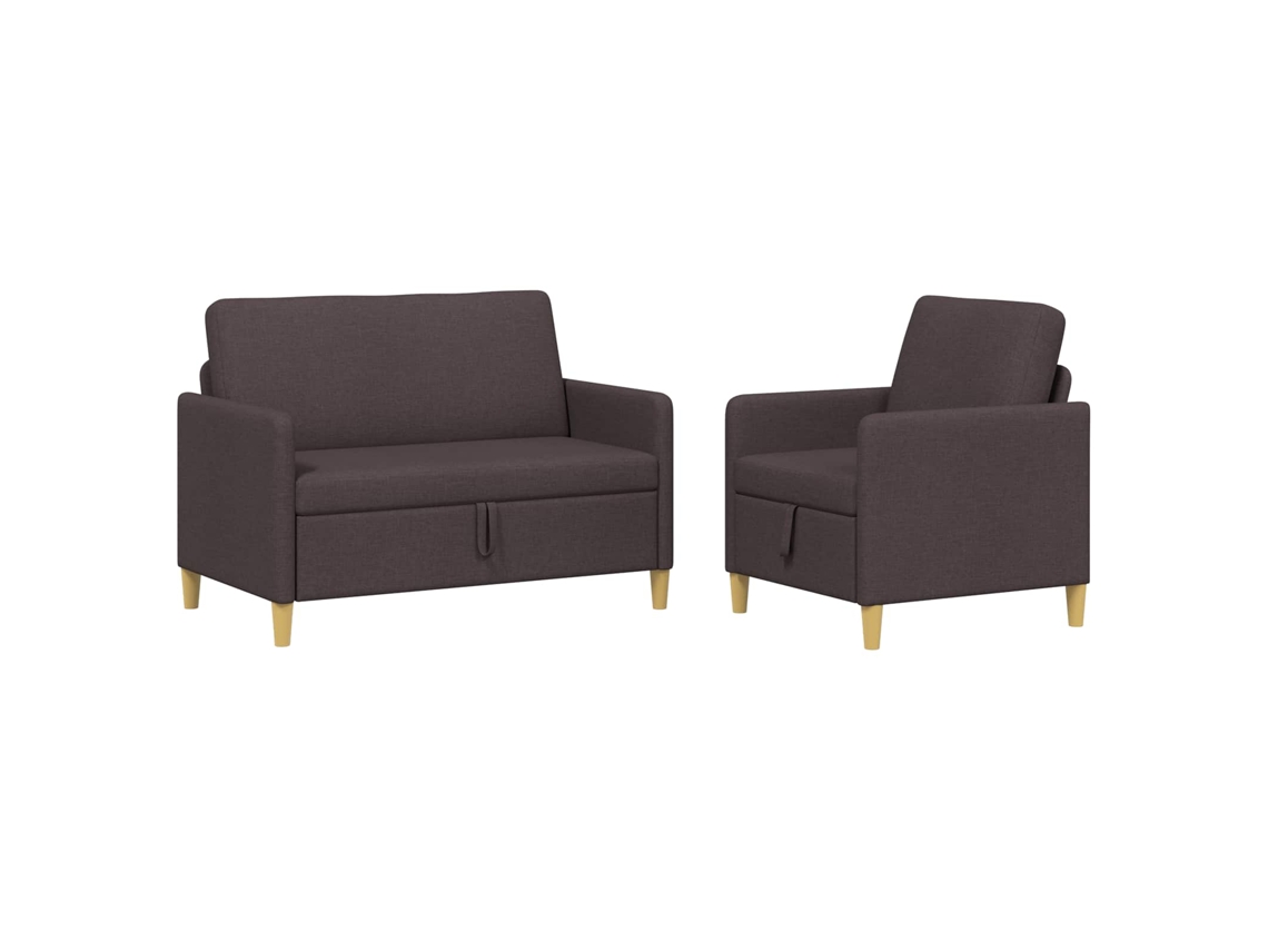 Juego De Sofás Con Almacenamiento 2 Pcs Marrón Oscuro Poliéster