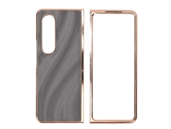 Capa Protetora Para Samsung Galaxy Z Fold 4 De Couro Sintético Anti-risco Com Textura Galaxy Cinza