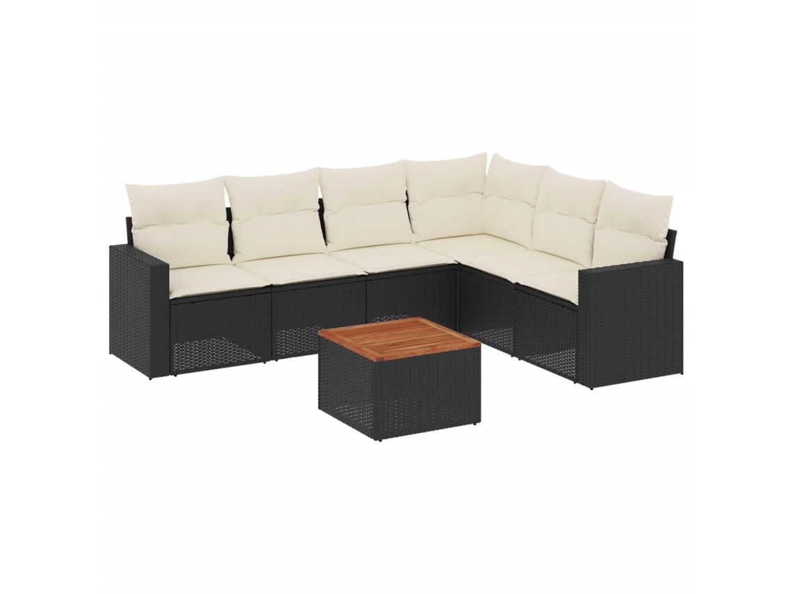 Maison Exclusive - Set De Comedor De Jardín 7 Pzas Y Cojines Ratán Sintético Negro