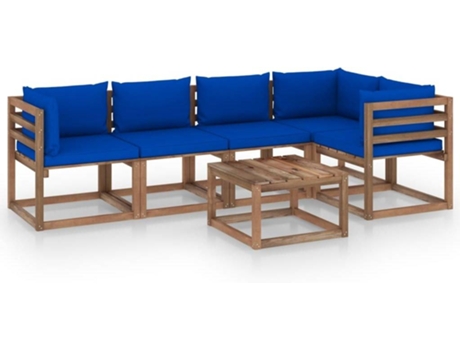 Conjunto 6 Muebles de jardín de palets VIDAXL con cojines madera impregnada