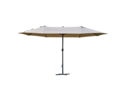 VPMKP - Sombrilla de jardín Outsunny XXL base cruzada, 4,6x2,7x2,4 m, manivela, acero, poliéster alta densidad, café