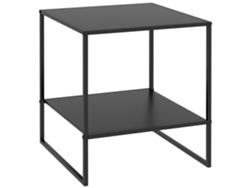 Mesita Auxiliar Cuadrada De Estilo Industrial En Metal Negro Con Estante - 40 X 40 X 45 Cm, Color Negro.