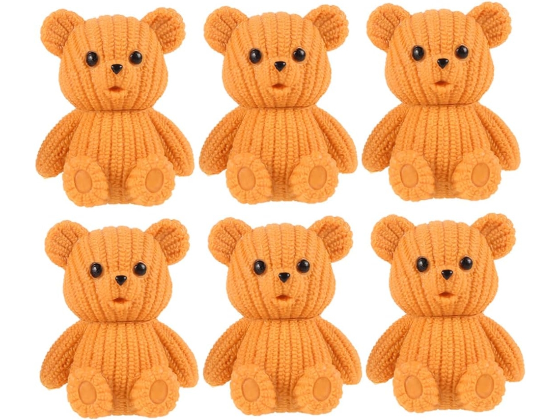 Set De 6 Figuras De Ositos Adorables De Resina Para Decorar Pasteles Y El Hogar.