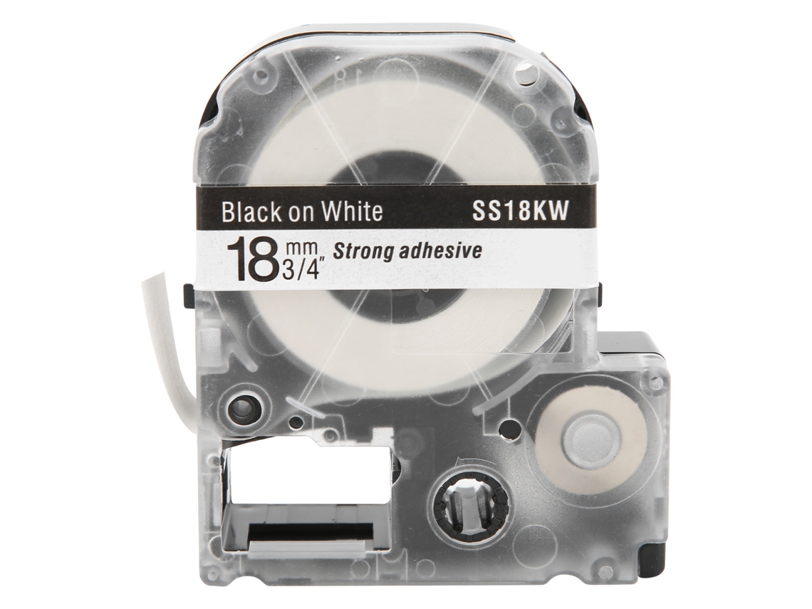 Cinta De Etiquetado 18mm Pet Impermeable Para Impresoras Epson/kingjim Letras Negras Fondo Blanco