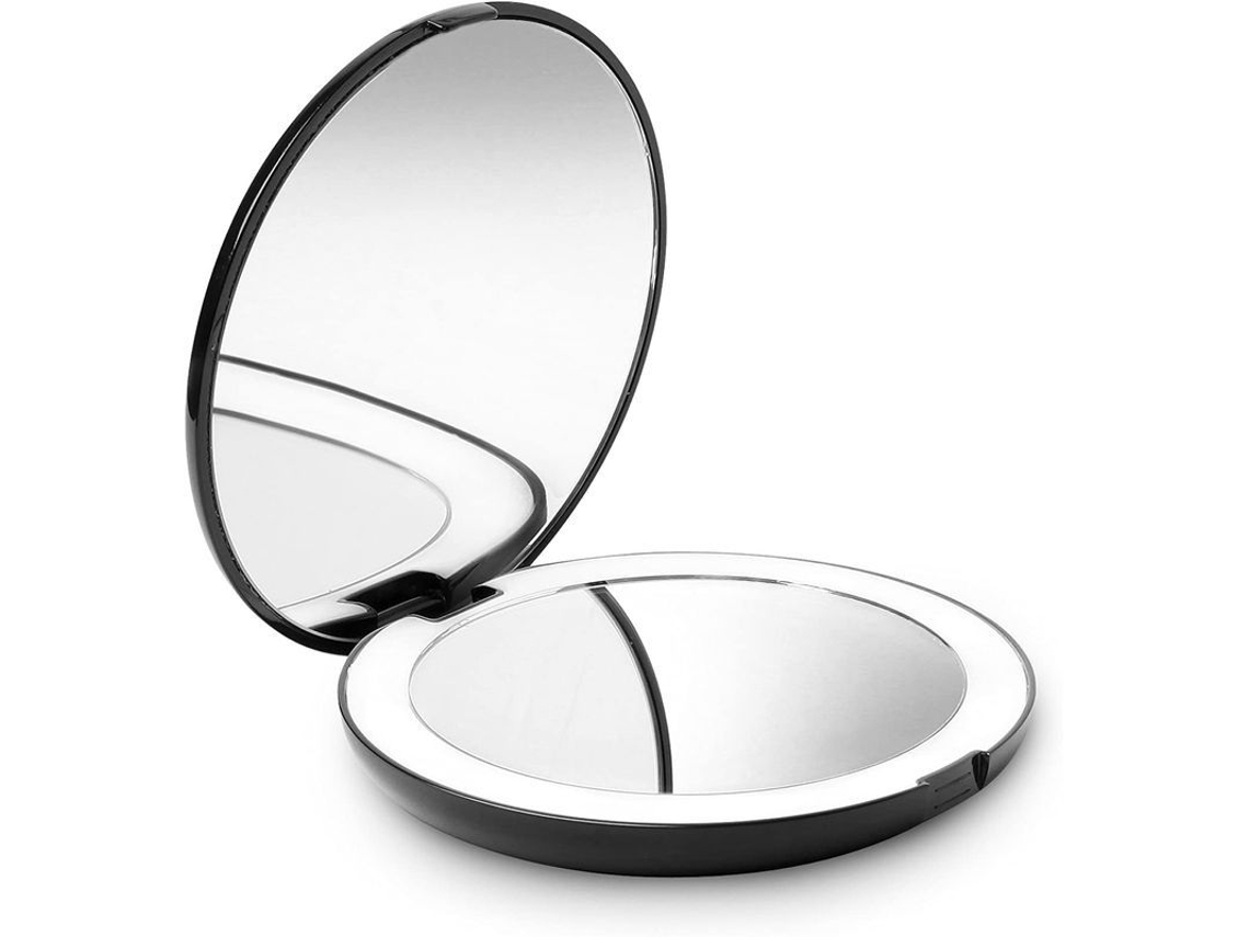 Espejo De Maquillaje Portátil Con Luz Led, 1x/10x, Color Natural, Compacto Para Viajes.