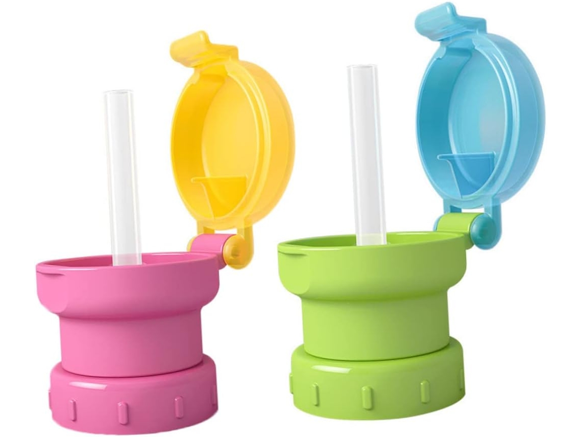 Juego de 2 botellas de agua Slowmoose con tapas y pajitas a prueba de fugas