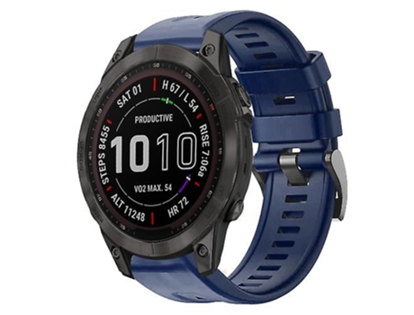 Correa para Garmin Fenix 7 Correa de reloj de silicona azul medianoche con hebilla de metal de color sólido VENISYMLIS