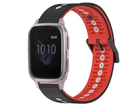 Correa De Reloj Inteligente Para Garmin Venu Sq, Banda De Reloj De Silicona Transpirable Tricolor De 20Mm, Negro, Rojo Y Blanco VENISYMLIS
