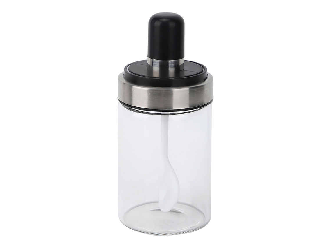 Tarro de especias de vidrio transparente con cuchara para uso en cocina KOFIHETY