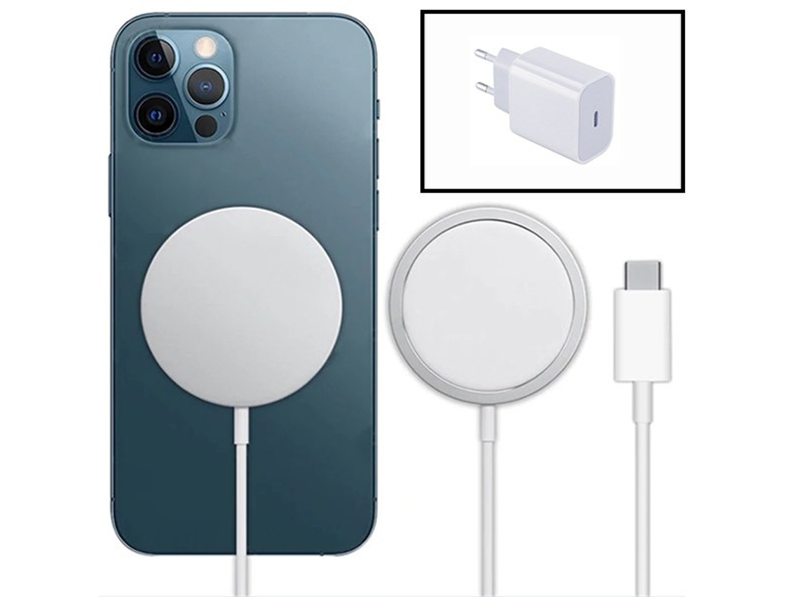 Kit Cargador Sin Cable Carga Rápida + Base de Cargador Type C Fastcharge  20W para iPhone 14 -9 GIFT4ME Blanco