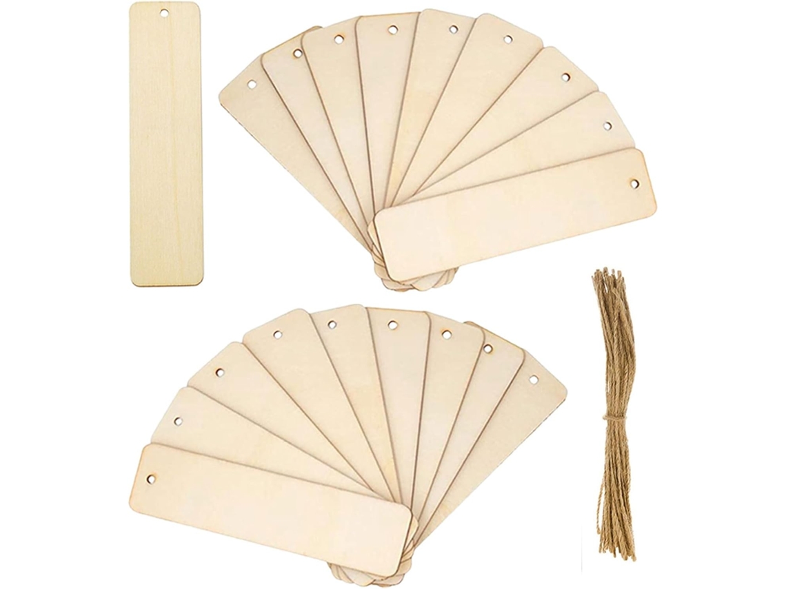 Marcapáginas De Madera Natural En Blanco, 60 Unidades, 12 X 3