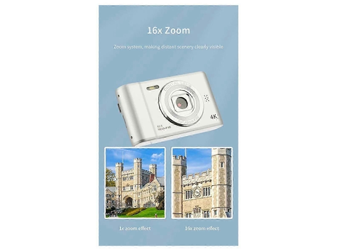 Cámara digital HD 1080p para niños, videocámara, minicámara compacta para fotografía de principiantes, selfie, plateada, TAISHENGDA