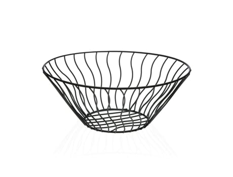 Frutero VERSA Negro Metal Cerámica Acero 28x11,5x28 cm