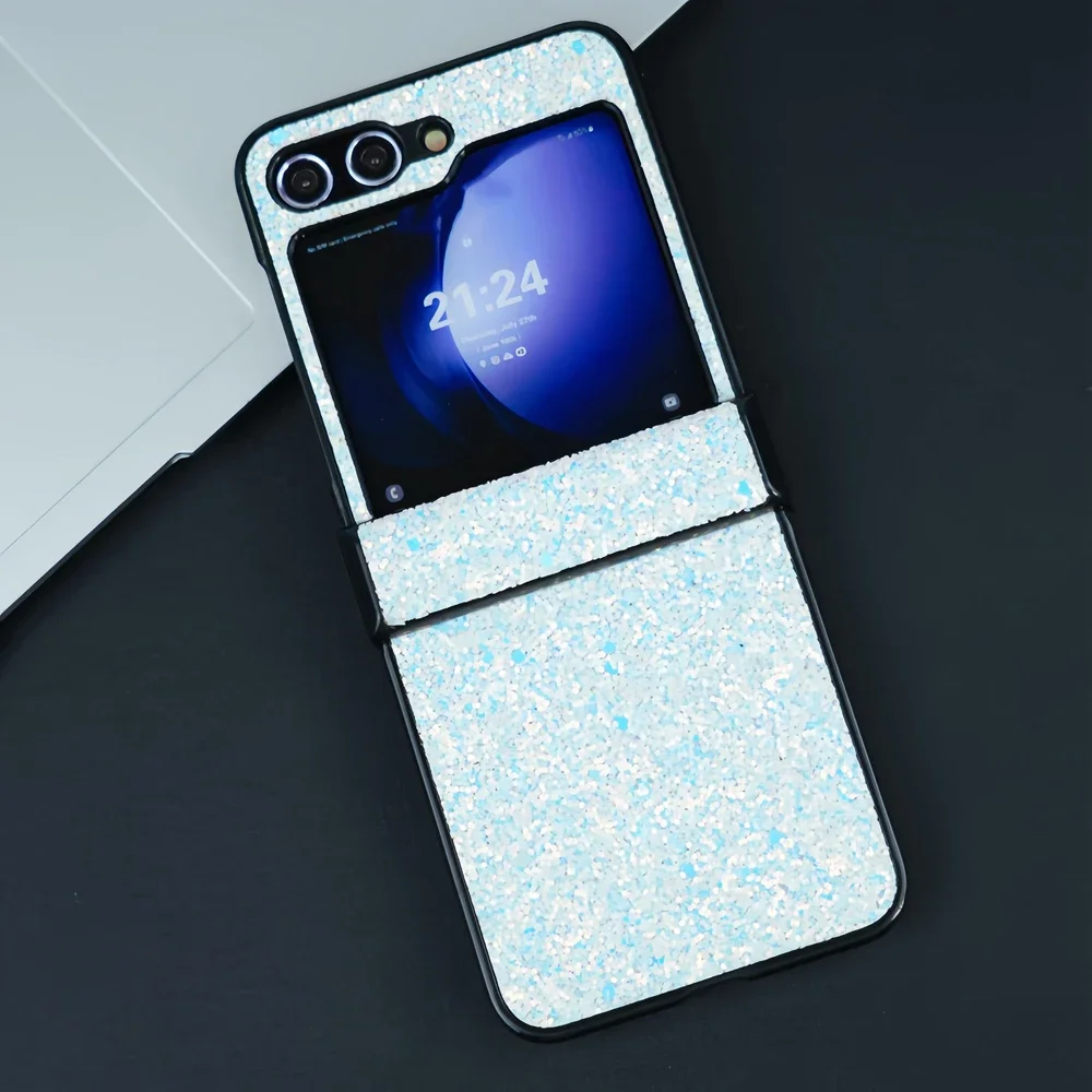 (blanco, Galaxy Z Flip6) Funda De Teléfono De Lentejuelas, Material De Pc Rígido, Resistente A Los Choques Y Ultrafino, Funda Anti-rasguños