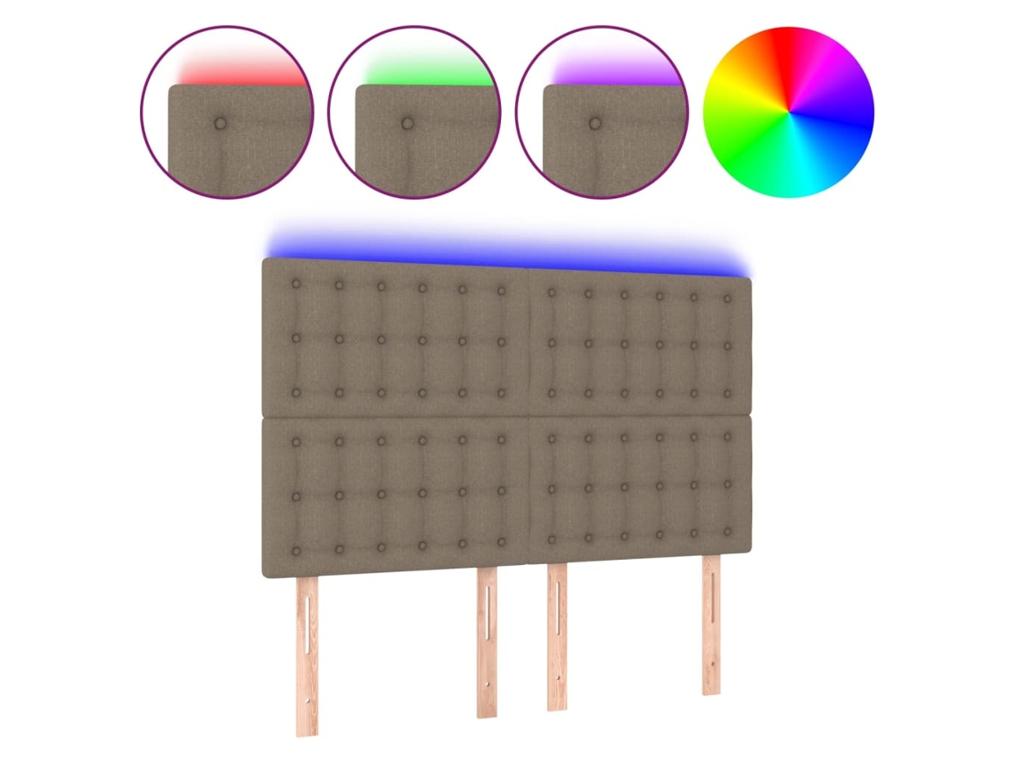 Maison Exclusive - Cabecero Con Luces Led Tela Gris Taupe 144x5x118/128 Cm