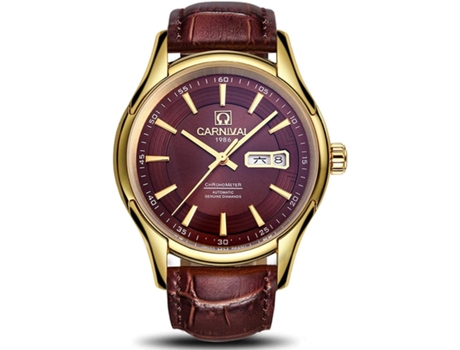 VEANXIN Relojes analógicos de piel de becerro con calendario y correa de piel de becerro para hombre-Oro blanco