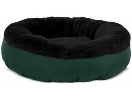 Cama Redonda para Perros y Gatos GAUTY Tela Impermeable y pelo (Negro y Verde - 57 cm)