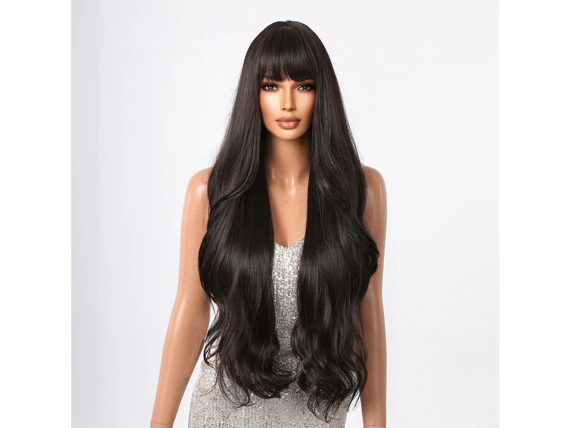 Peruca feminina de 76 cm (30 polegadas) com cabelo cacheado preto, modelo 2026, ideal para cosplay e uso diário.