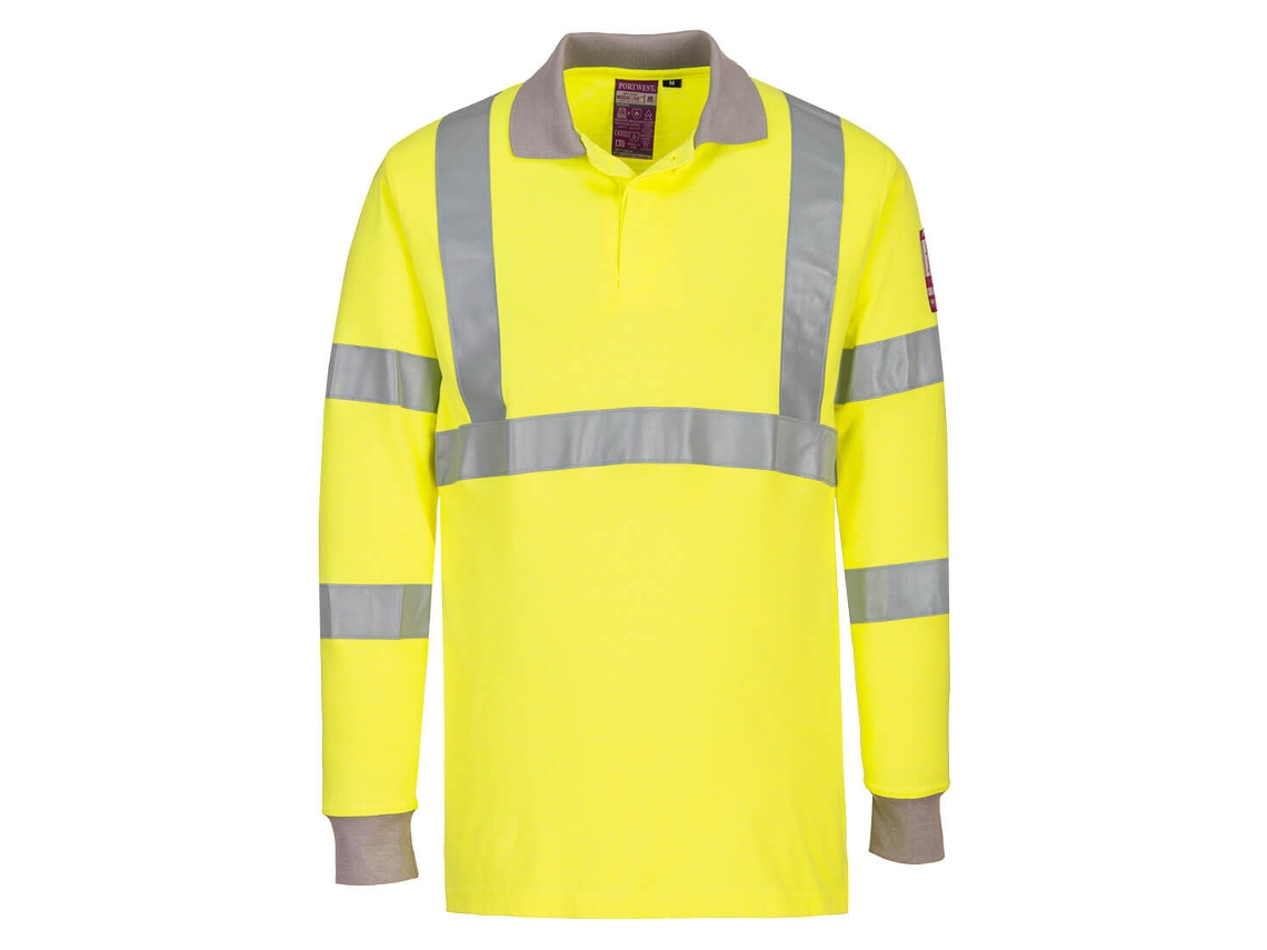Polo Modaflame De Manga Larga – Protección Resistente A La Llama Amarillo / Xl