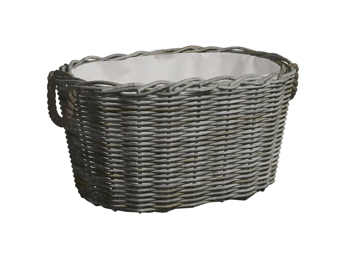Cesta De Leña Asas De Transporte Sauce Natural Gris 59x42x28 Cm