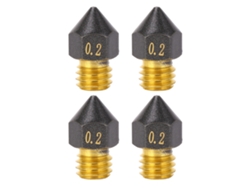 4 boquillas de latón para extrusora 3D para impresora Ender-3, 0,2 mm, alto flujo.