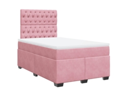 Cama Box Spring VIDAXL Rosa Terciopelo (120x190 cm)
