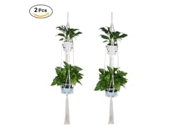 2 Soportes Dobles Para Plantas De Macramé, Cuerda De Algodón, Para Uso Interior/exterior.