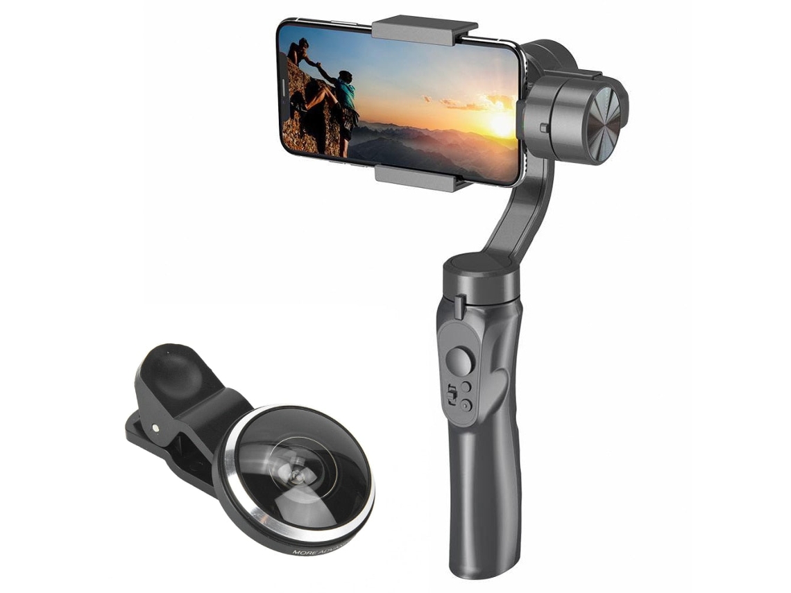 Gimbal SLOWMOOSE Antivibración H4 de 3 Ejes Portátil para Smarphone / Action Cam con Lente Macro 19X