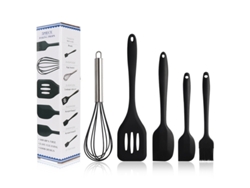 Kit de 5 utensilios de silicona: raspadores, cepillos y palo, resistentes al calor Tommy01