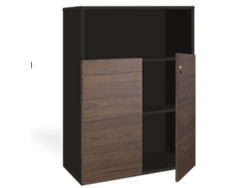 Armario archivador con puertas bajas. 3 estantes. 120 x 90 x 40 cm. Gris grafito-Nogal. OFILIKE